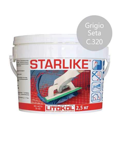 Затирка д/швов Starlike С320 Grigio Seta 2,5 кг Литохром